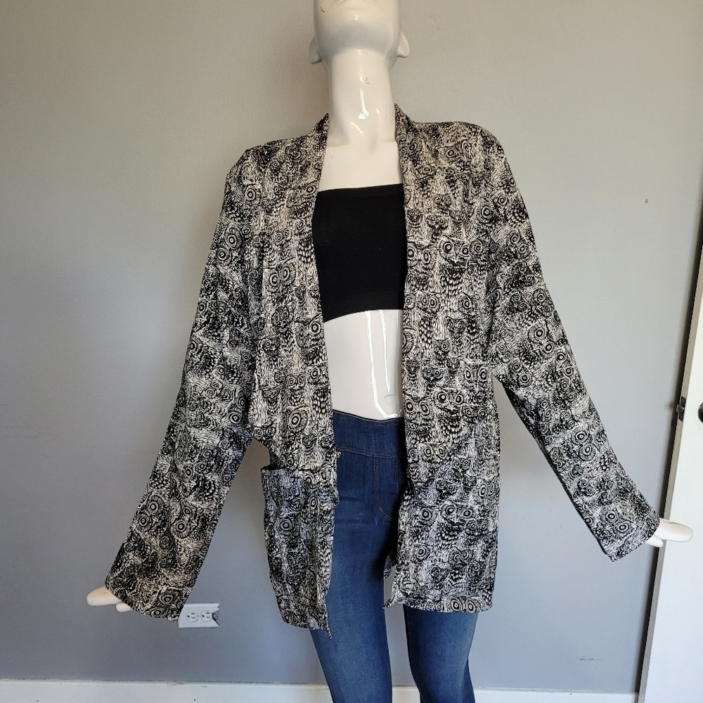 Handmade Owl Print Kimono, VGUC, One Size